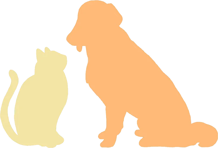 寄り添う犬と猫のシルエット